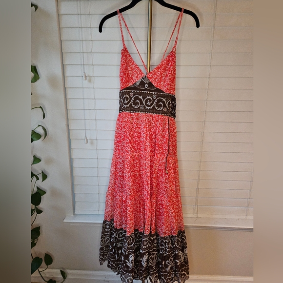 ECI Dresses & Skirts - ECI Orange and Brown Maxi Dress With Laces
